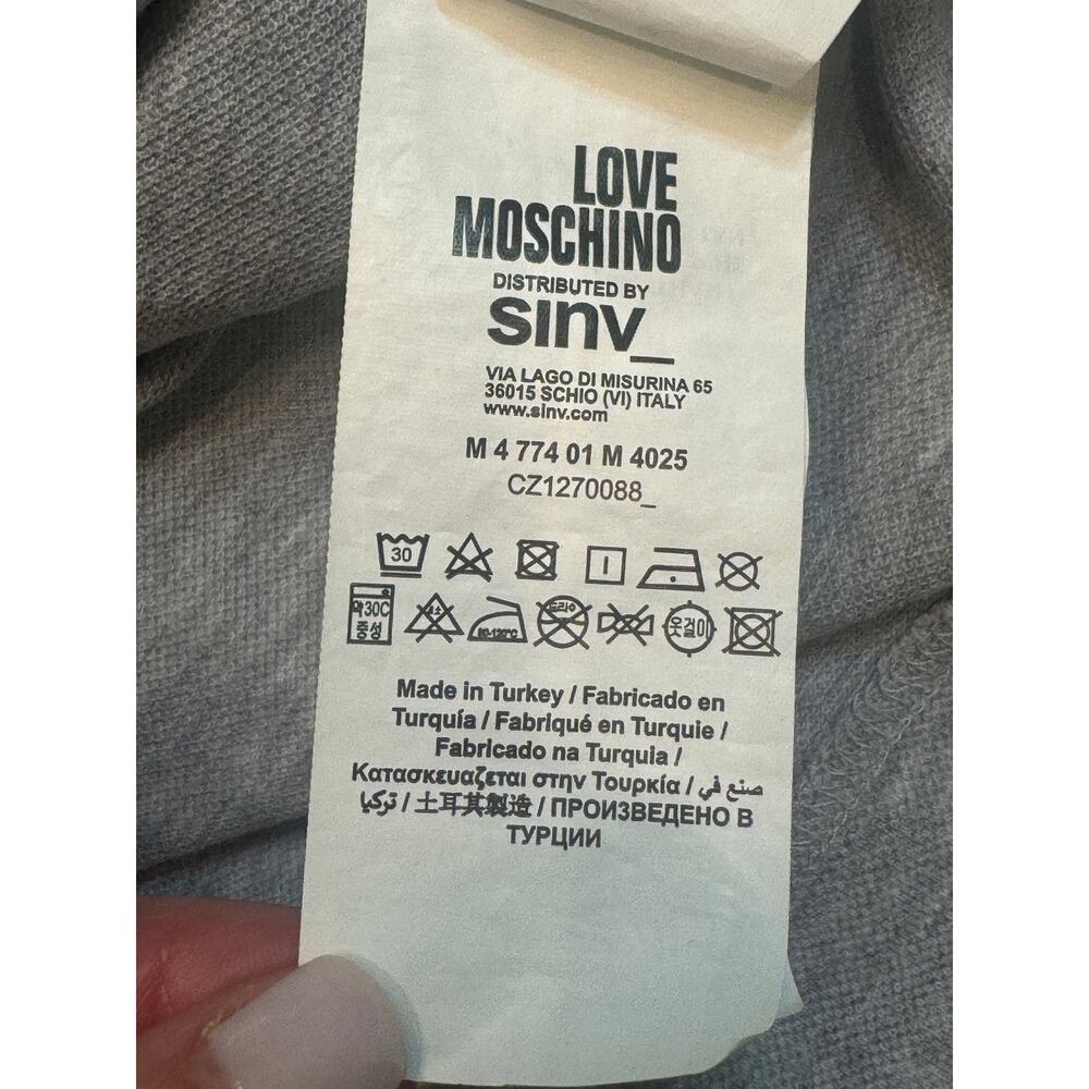 Love Moschino Aircraft Print Shirt Mens L Gray Long Sleeve Sweatshirt Pullover - Picture 9 of 12